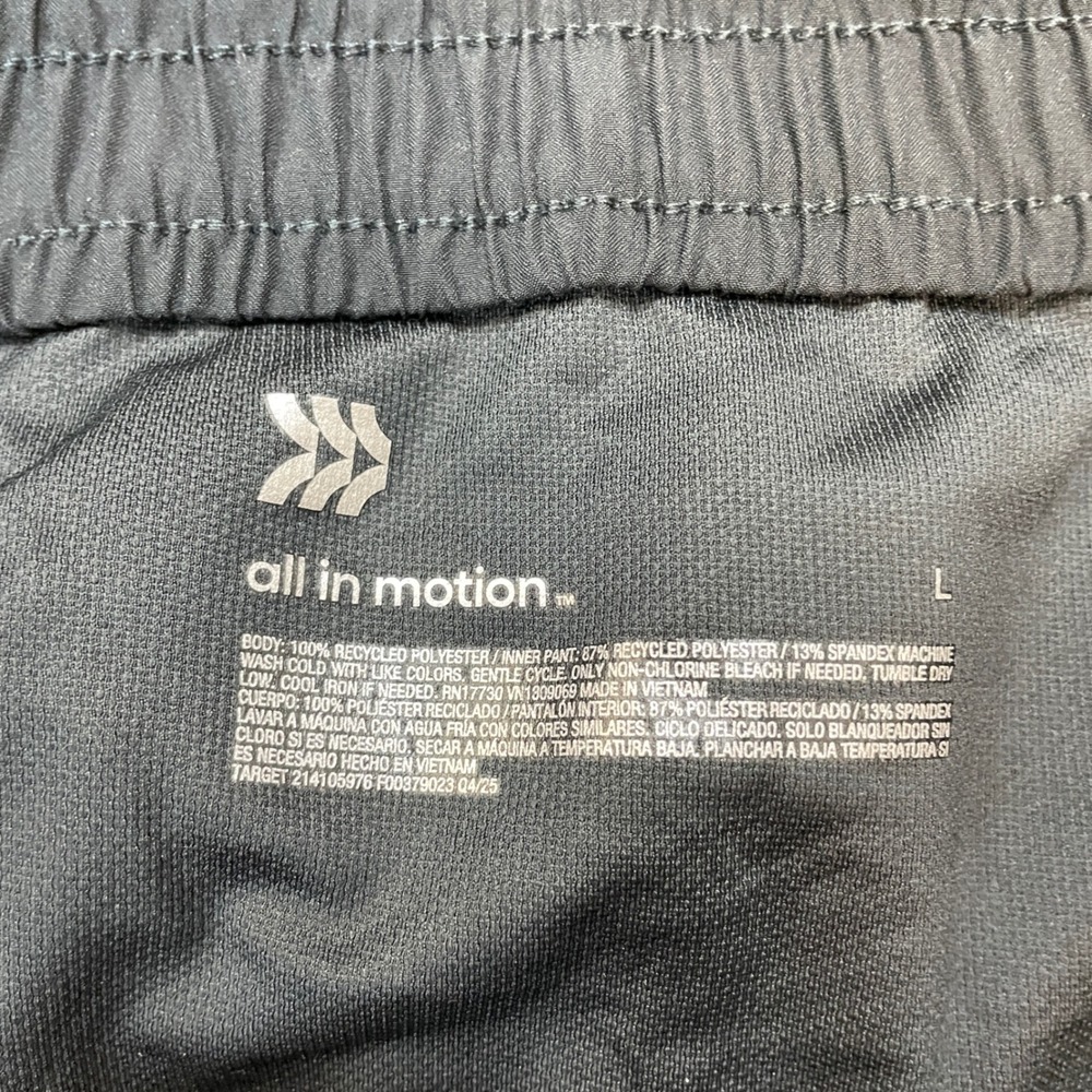 All in Motion Women's Black Elastic Waist Mid Rise Run Shorts Size Large - Picture 5 of 5